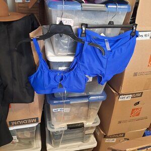 NEW ! Women Sire Two Pcs Bikini Top & Bottom Both Cut Open Blue Siz L